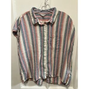 Orvis Women's Linen Blend Short Sleeve Top Button Front Shirt   XL
